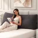 MuaMelop Headboard Pillow Twin, Triangle Bed Wedge Pillow for Headboard, Backrest Pillow for Sitting up, Reading, Working, Headboard Daybed Pillow with Removable Cover for Bed, Dorm Sofa, Dark Grey