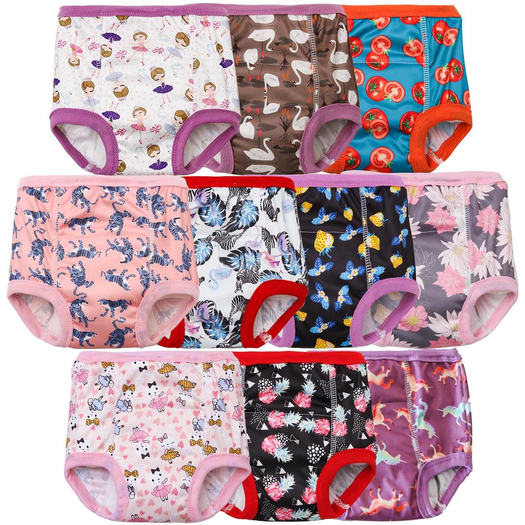 Joyo roy 10Pcs Strong Absorbent Toddler Training Underwear Size 3T Soft Thick Padded Leakproof Kid Confident Baby Potty Training Underwear for Girls Comfortable Snug Fit Washable Waterproof Pee Pants