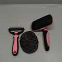3PCS Self Cleaning Slicker Brush & Pet Grooming Rake & Bath Brush for Dogs,Cats and Horses | Double-Sided Dematting Comb & Skin Friendly Deshedding Grooming Tool | Pet Supplies (Light Pink Black)