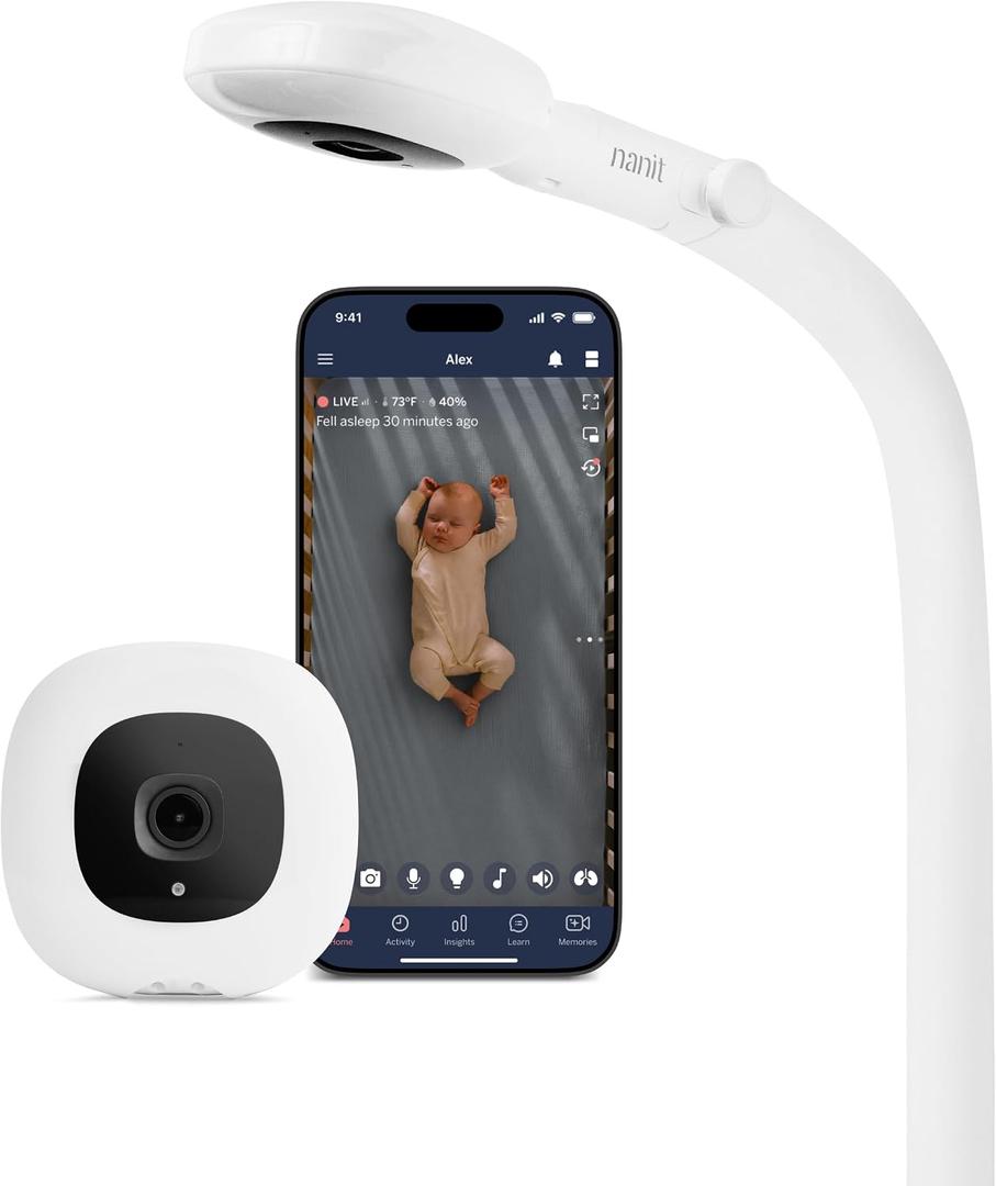 Nanit Pro Smart Baby Monitor - 1080p Wi-Fi Video Camera, 2-Way Audio, See Your Baby from Anywhere, Sound/Motion/Cry Notifications, Night Vision