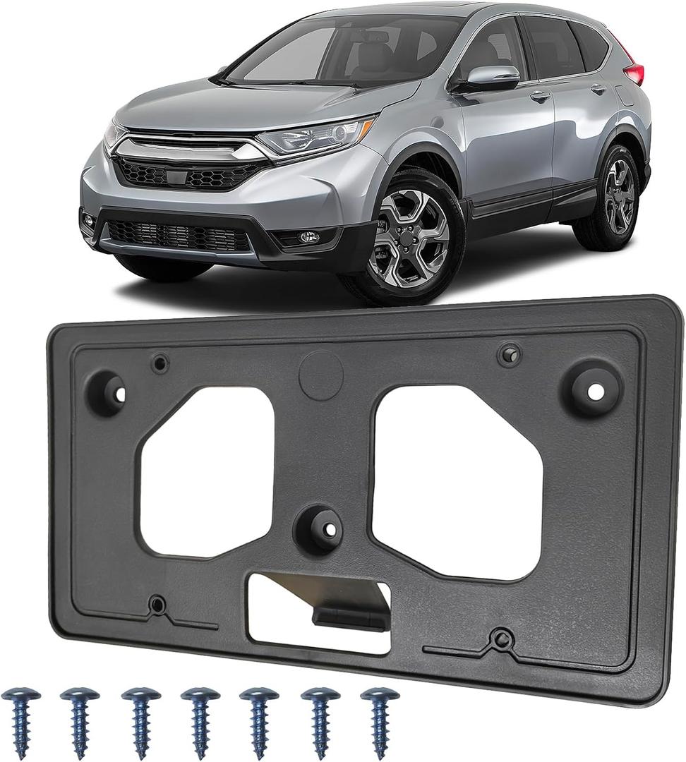 Front License Plate Frame Tag Holder Mounting Bracket Fits for Honda CR-V 2017 2018 2019 Textured Black Replace HO1068124 71145TLAA00