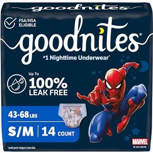 Goodnites Boys' Nighttime Bedwetting Underwear, Size S/M (4368 lbs), 14 Ct