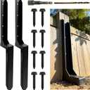 2Pack Fence Post Repair Kit, One-Piece 4x4 Fence Post Anchor, Heavy Duty Steel Ground Spike for Repairing Tilted or Broken Wooden Posts
