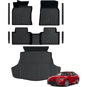 Floor Mats for Toyota Camry 2025-2026, All Weather Floor Mats Trunk Cargo Liner and Door Sill Guards Accessories, Full Coverage Set