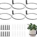 8 Inch Wall Mounted Plant Holder,Plant Wall Mount,Flower Pot Holder for Outside,Wall Planters for Indoor Plants (6 Pack) (Black)
