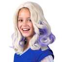 ColorGround Medium Curly Blonde with Blue Cosplay Wig for Women Costume Funny Hair Wig for Halloween Party
