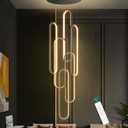 Modern LED Chandeliers for Foyer Entryway High Ceiling Long Staircase Chandeliers Dimmable Dimmable Flush Mount High Villa Foyer 2700k-6000k (26in x 7.9in x 118in, Black)