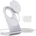 Magnetic Wireless Charger for iPhone 17/16/15/14/13/12 - Mag Charger+20W USB C Adapter, Fast Wireless Charging Stand/Pad with 5ft USB-C Cable for iPhone 17/16/15/14/13/12, Airpod-Gift for Men & Women (Silver)