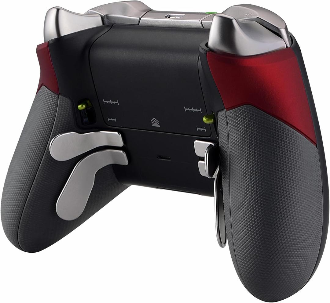 eXtremeRate Soft Touch Red Rubberized Right Left Side Rails, Replacement Rear Handle Grips, Back Panels Faceplates Kits for Xbox One Elite Controller (Model 1698)