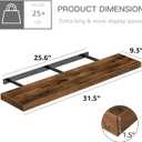 QEEIG Floating Shelves for Wall 31.5" Long - Wall Mounted Shelf Bathroom Kitchen Living Room Bedroom Farmhouse Home Decor Display Bookshelf Large 31.5 x 9.3 inch Set of 2, Rustic Brown (008-80BN)