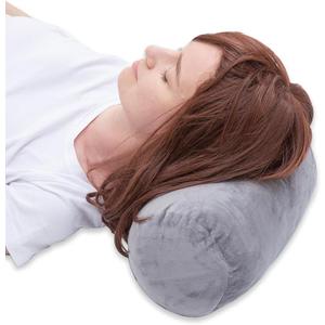 Round Cylinder Bolster Pillow with Removable Velvet Cover, Tube Roll Cervical Pillow for Head, Neck, Back and Legs Support, 13" x 6", Grey