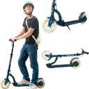 AERO MOBILITY Kick Scooter for Kids 6+, Teens & Adults | Light Up Wheels, Hand Brake, Rubber Deck Mat & Shock Absorption | Foldable & Height Adjustable