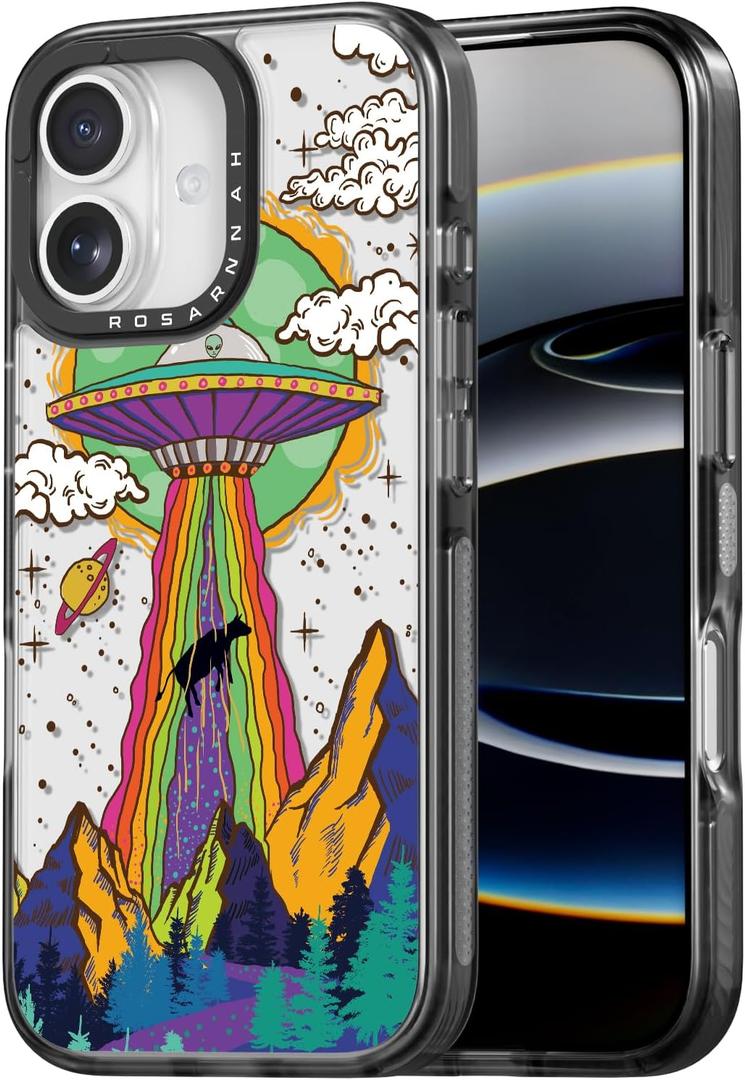 for iPhone 17 Case Cute - Durable Shockproof 6.6 ft Drop Impact Phone Case - Funny UFO Design (6.3") Black