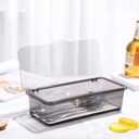 Cabilock Flatware Tray with Lid, Kitchen Cutlery Tray and Utensil Drawer Organizer, Silverware Countertop Storage Container with Cover 10 * 2.8 * 3.9 inches (1pcs)