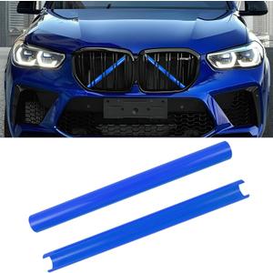 Compatible with BMW Grill Inserts Trims G01 G02 G05 G06 G07 F15 F16 F25 F26 E70 For X3 X4 X5 X6 X7 Series Compatible with BMW V Brace Wrap Covers Blue Grill Stripes Wrap Accessories