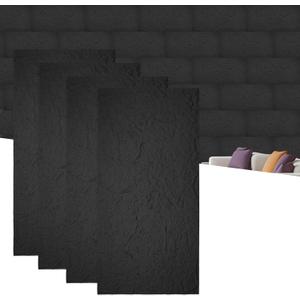 Sunnyglade 4PCS 23.6"x47.2" 3D Faux Stone Wall Panels Space Black
