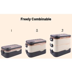 Bento Lunch Box for Adults,All-in-one 54oz Large Capacity Food Containers with Removable Compartments,2 Layers Leakproof Stackable Lunch Box for Men,Women(2layers-BR)
