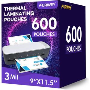 600 Pack Laminating Sheets, 3 Mil, 9 x 11.5 Inches Thermal Laminating Pouches Lamination Sheet Paper for Laminator, Clear, Letter Size, Office and School Supplies