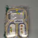 NUKied Stainless Steel Lunch Box for Kids & Adults, 3-Compartment Leak Proof Metal Bento Lunch Box with Fork & Spoon, 26.4 oz Airtight Food Storage Snack Container for School, Work, Travel (Yellow)