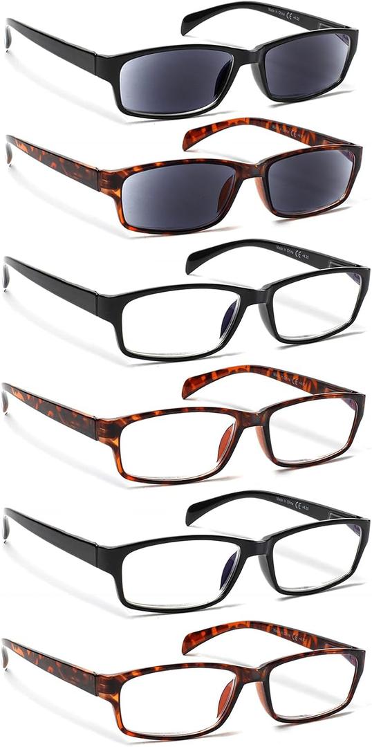 JOSCHOO Computer Reading Glasses for Women and Men 6 Pack Blue Light Blocking Spring Hinge Readers (Mix Color-6, 2.25, x)