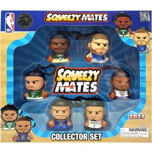 Party Animal Squeezymates NBA 2025 Series 5 Collector Box Set, 6 Figures, 2 1/2 Inch Tall, Team Colors