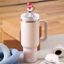 2 x 6Pcs Christmas Straw Covers, Glow in The Dark Xmas Straw Toppers Snowman Snowflake Christmas Tree Straw Tips Lids Reusable Silicone Straw Cover Caps 10mm Christmas Topper Set for Stanley Decorations