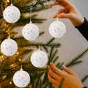 Sosation 12 Pcs White Christmas Ball Ornaments 3.15 Inch Foam Christmas Candy Balls Hanging Ornaments Xmas Tree Decoration for Holiday New Year Birthday Party Supplies