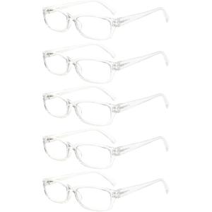 5 Pack Computer Reading Glasses Men and Women Anti Eyestrain Blue Light Blocking Glasses for Reading (5 Clear, 2.50)