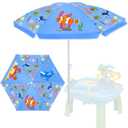 Sweetude Water Table Umbrella (Table Not Included), Kids Seaside Beach Umbrella Picnic Canopy for Summer Toddlers Sand Beach Camping Garden Outdoor Pool Shade Party Supply(Marine Animal Theme)