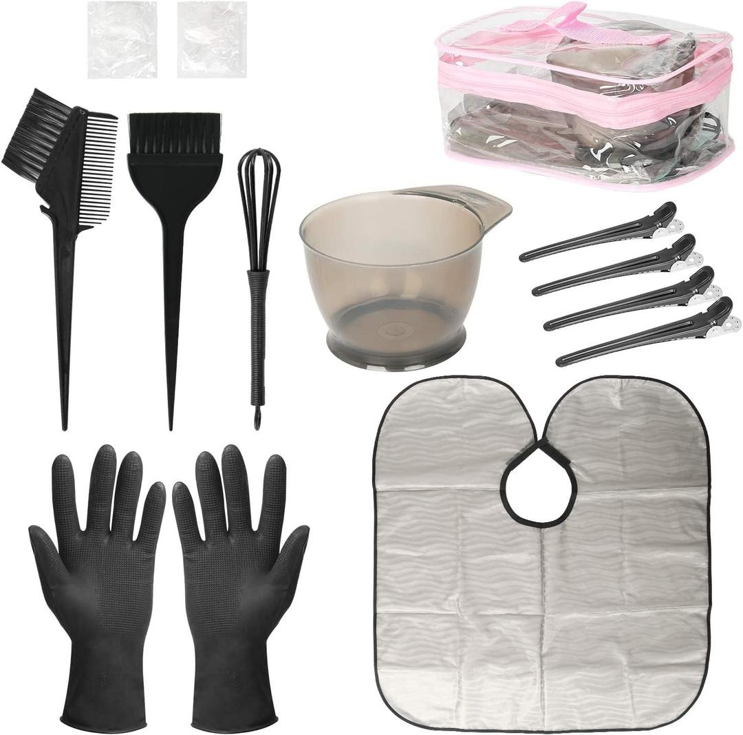 14 Pieces Hair Dye Coloring Kit- Hair Tinting Bowl, Hair Agitator, Dye Brush, Ear Cover, Hairpin, Hair Coloring Cape for Hair Coloring Hair Dye Tools