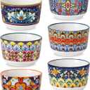 vancasso 6 Oz Ramekins Oven Safe Set of 6, Bohemian Creme Brulee Ramekins, Colorful Souffle Dishes, Pudding Custard Cups for Baking, Small Ceramic Bowls for Dipping Sauce, Ice Cream