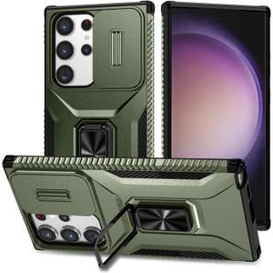 Magnetic Case for Samsung Galaxy S23 Ultra 6.7", Phone Case Galaxy S23 Ultra,Samsung S23 Ultra Case with Camera Cover & Kickstand Military Grade Shockproof Case for Galaxy S23 Ultra Green