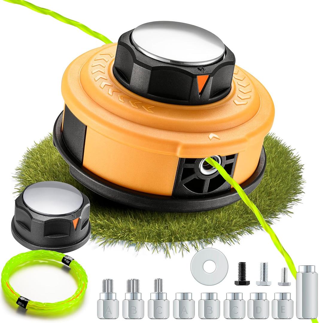 Upgraded Weed Eater Head with Steel Knob,Easy Feed Trimmer Head Weed Wacker Head for Echo,Stihl,Dewalt,String Trimmer Replacement Head with 12ft 095" Trimmer Line,11 Adapts,Simple Tap& Go (Yellow)