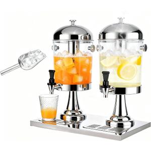 4.5 Gallon Drink Dispenser with Stand, Beverage Dispensers with Ice Core, Spigot, and Ice Shovel, Commercial Hot Cold Juice Dispenser for Parties, Wedding, Hotel Buffet, Banquet, Restaurant (16 L)