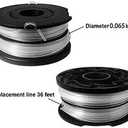 THTEN DF-065 String Trimmer Spools Compatible with Black and Decker GH710 GH700 GH750 RC-065, DF-065-BKP Weed Eater Refills Line 36ft 0.065" Auto-Feed Dual Line Edger+ RC-065-P Spool Cover Cap 3+1