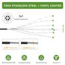 Black Vinyl Coated Wire Rope 1/16", 328FT 304 Stainless Steel Cable with 150PCS Aluminum Crimping Loop Sleeves for String Light Cable, Clotheslines, Trellis and Light Picuture Hanging