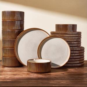 Stoneware Dinnerware Sets, Reactive Glaze Dishes Set for 8