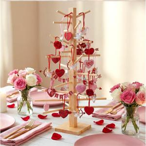 31 Inch Valentines Day Tree Decor Valentine Display Tree Table Decorations Vintage Farmhouse Ornament Stand Holder Tabletop Artificial Rustic Tree for Wedding Retro Home Dinner Centerpiece Party Decor (2ft 10in)