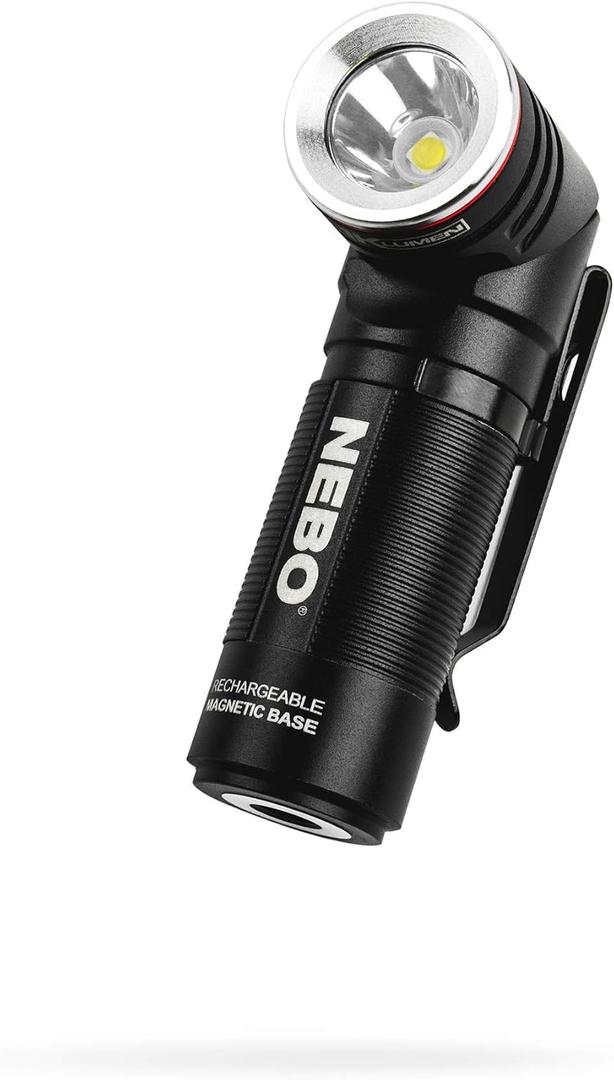 NEBO SWYVEL 1000 Lumen Rechargeable Flashlight | 5 Light Modes, Rotating Swivel Head, Pocket Size Work Light, Magnetic Base & Steel Clip, Water Resistant, Includes Wireless USB Charging Dock