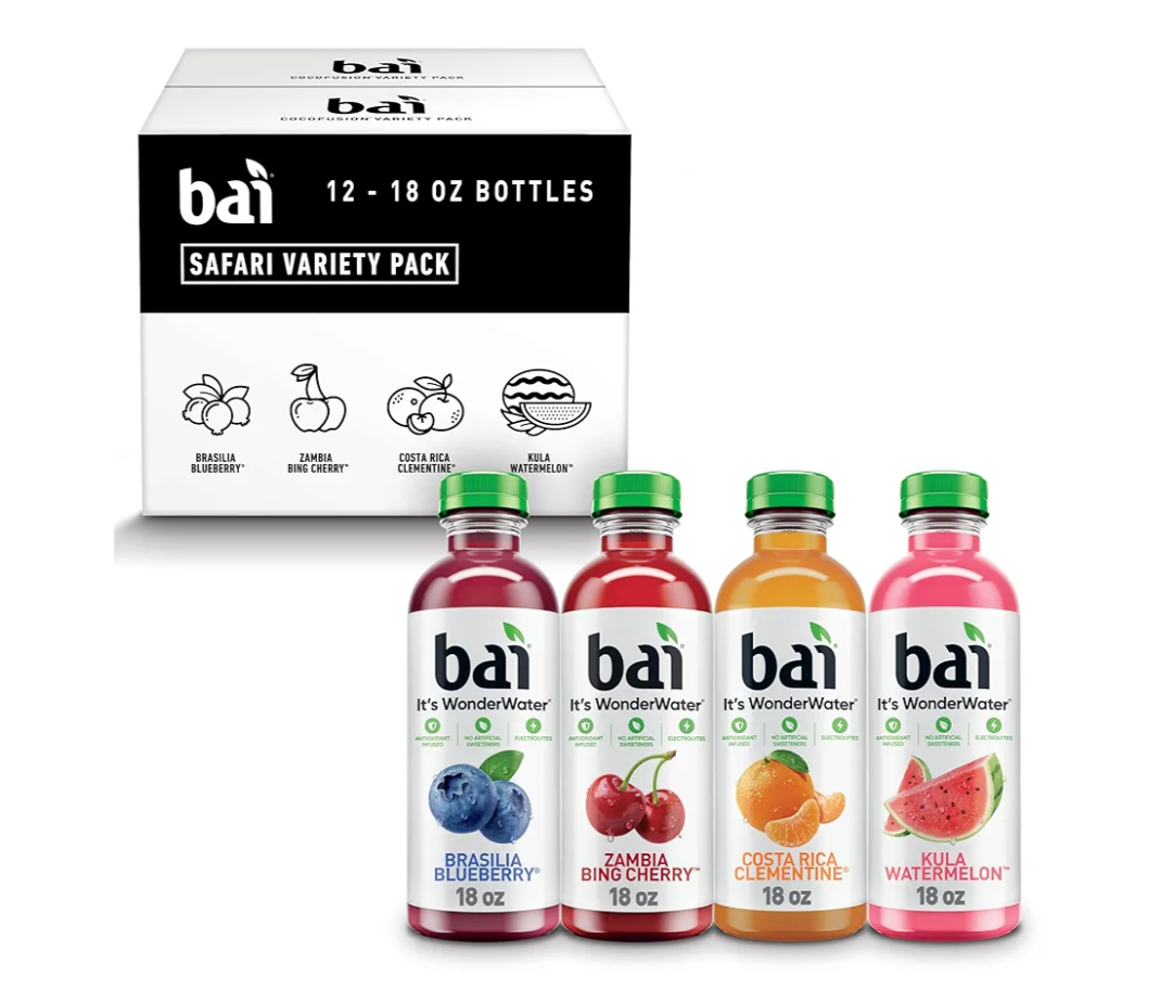Bai Flavors Variety Pack, Antioxidant Infused Water Beverage, with Vitamin C and No Artificial Sweeteners, 18 fl oz Bottles, 12 Pack