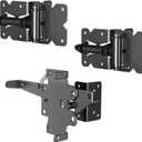 Set of self Closing Fence Gate Hinge and Latch for Single gate - Carbon Steel - Powder Coated - Easy to Install