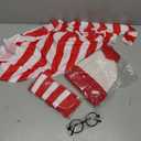 Adult Red and White Striped Shirt Women Funny Halloween Costumes Shirt Hat Socks and Glasses Suits (XX-Large)