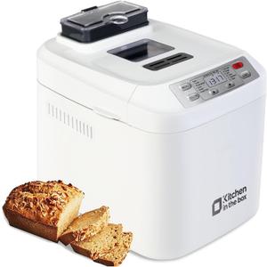 Bread Machine, Kitchen in the box 2LB 12-IN-1 Bread Maker, Gluten-Free Setting, Auto Fruit Nut Dispenser & Nonstick Pan, 2 Loaf Sizes,13H Reserve & 1H Keep Warm (White)