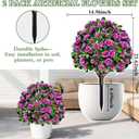 Waipfaru 2 Pack Artificial Flowers Topiary Ball Trees for Outdoors, 24" Fake Bushes Plants, UV Resistant Faux Shrubs with Ground Spike for Front Porch Planters Patio Garden Yard Decor (Fuchsia)