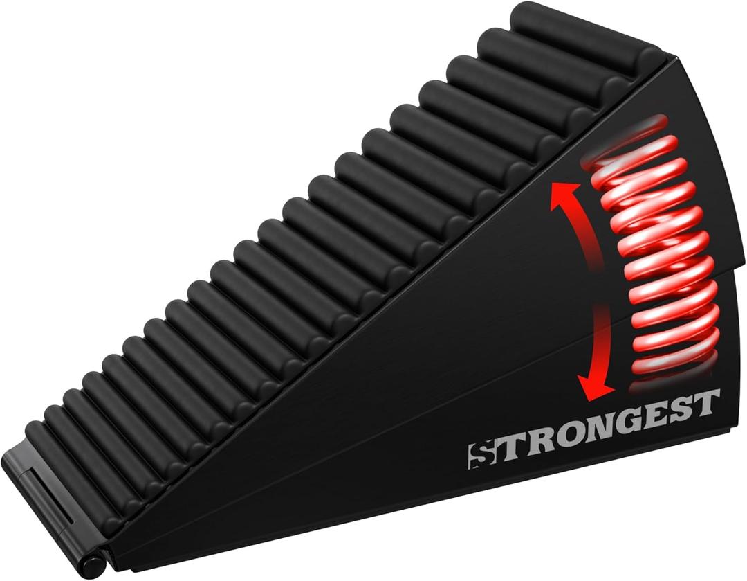 Strongest Home XL Adjustable Door Stopper with Spring Heavy Duty Wedge for Oversized, Thick & Heavy Doors, Anti-Slip Rubber Grip, for Commercial, Home & Outdoor Use on Carpet, Wood & Tile - Black