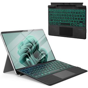 Surface Pro Keyboard for Microsoft Surface Pro 11/10/9/8/X 13", 7 Color Backlits Portable Type-Cover, Bluetooth Wireless Magnetic Ergonomic Ultra Slim Keyboard, Trackpad, USB-C Recharge, Pen Holder