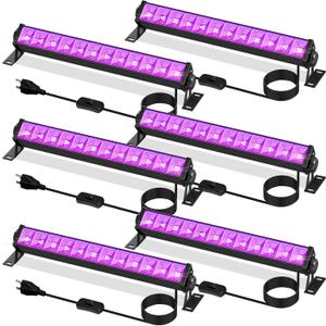 40W Black Light Bar, LED Blacklight with 6FT Cord & Switch, Black Lights for Glow Party, Halloween, Birthday, Body Paint, Bedroom, Classroom, Light Up Large Space, 6 Pack