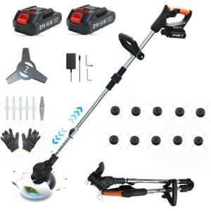 Cordless Weed Wacker, Grass Trimmer with 2X Batteries, Black
4-in-1 Foldable Electric Weed Eater with Handle, Adjustable & Easy to Use,Lightweight & Space-Saving, Complete Accessory Set