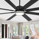 Fanbulous 84 inch Farmhouse Ceiling Fan with Light,Waterproof, Indoor/Outdoor, Dimmable, 6 Speeds, Quiet DC Motor, Large Celling Fan for Living Room, Garage, Patio, Dual Finish 8 Blades, Easy Install (Black)