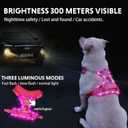 LaRoo Light Up Dog Harness - LED Dog Harness Rechargeable for Night Walking, Three Lighting Modes,Adjustable Areflective Vest for Small to Large Dogs(L, Pink)